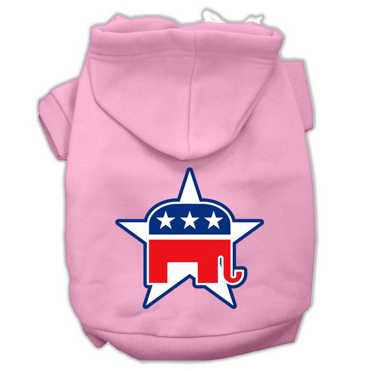 Republican Screen Print Pet Hoodies Light Pink Size Sm