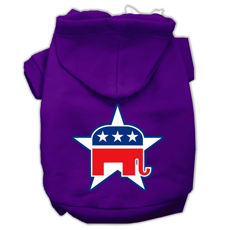 Republican Screen Print Pet Hoodies Purple Size XS