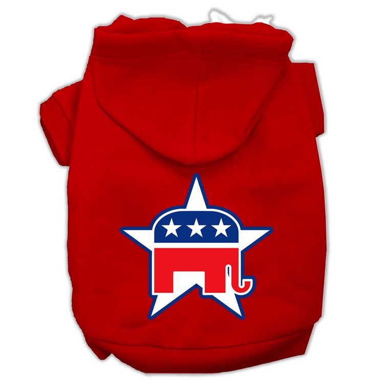 Republican Screen Print Pet Hoodies Red Size Med