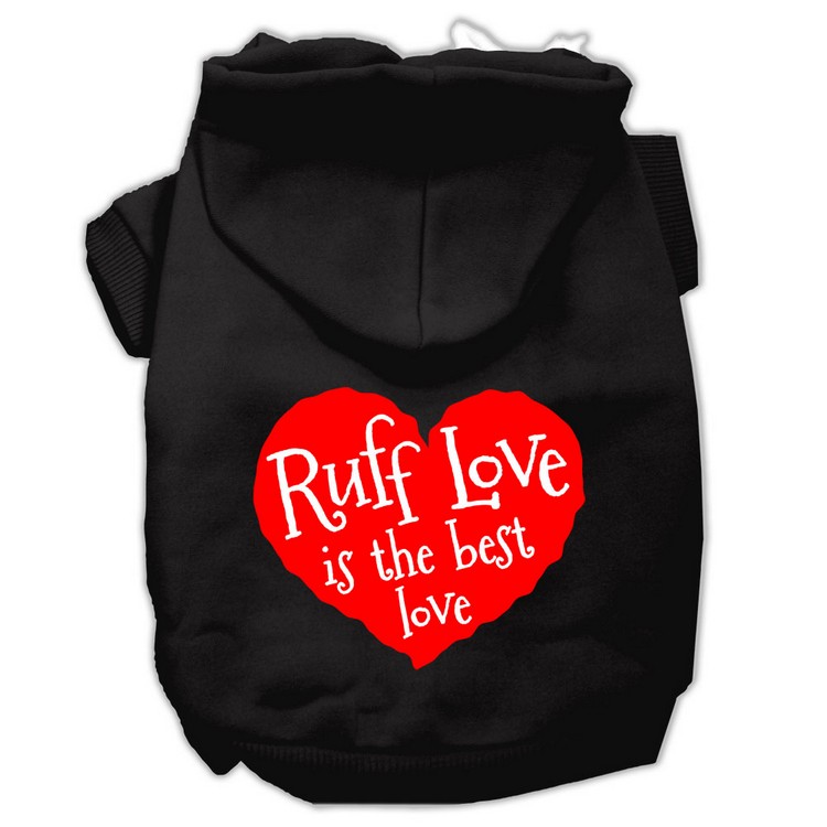 Ruff Love Screen Print Pet Hoodies Black Size XS