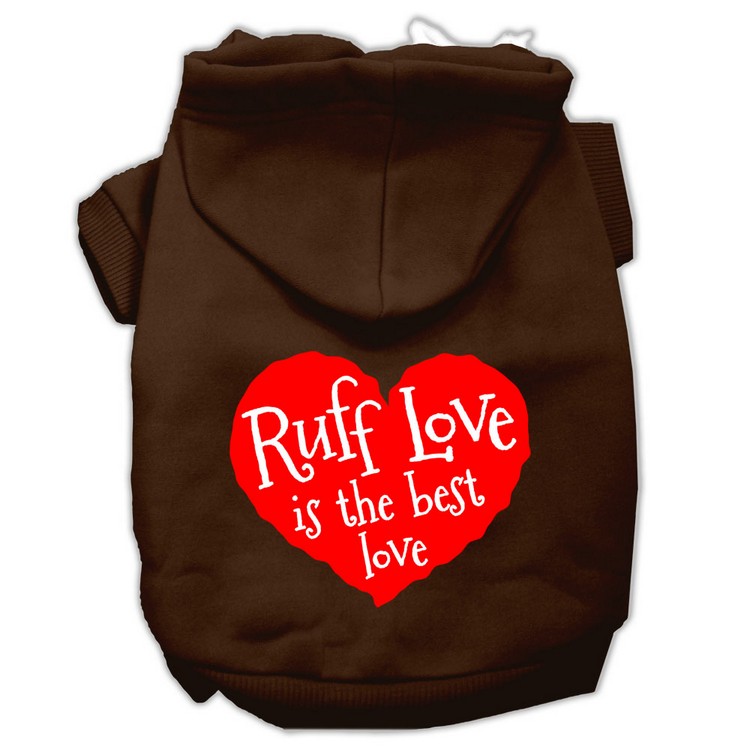 Ruff Love Screen Print Pet Hoodies Brown Size XS