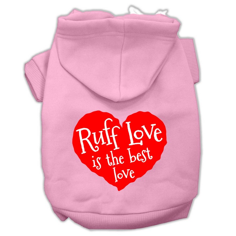 Ruff Love Screen Print Pet Hoodies Light Pink Size XS