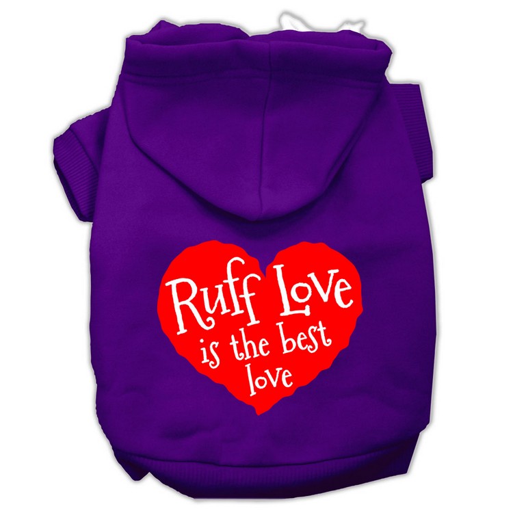 Ruff Love Screen Print Pet Hoodies Purple Size XS