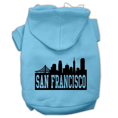 San Francisco Skyline Screen Print Pet Hoodies Baby Blue Size Sm