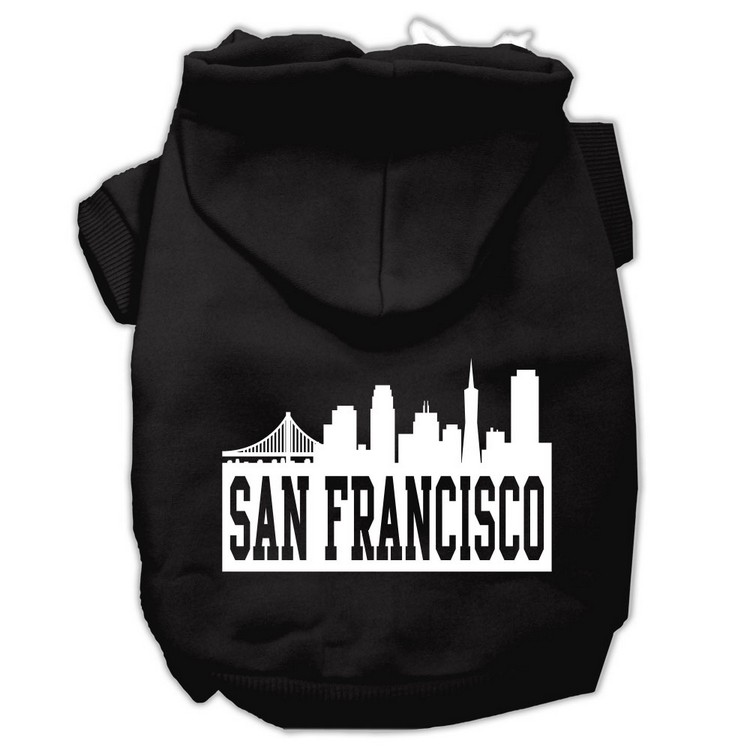 San Francisco Skyline Screen Print Pet Hoodies Black Size Sm