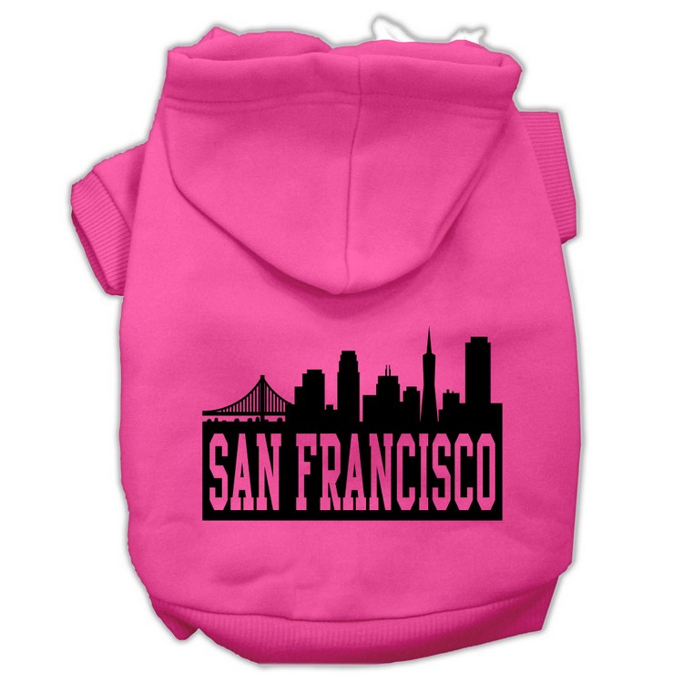 San Francisco Skyline Screen Print Pet Hoodies Bright Pink Size Sm