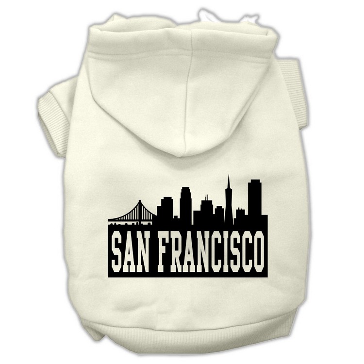 San Francisco Skyline Screen Print Pet Hoodies Cream Size XS