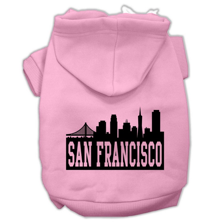 San Francisco Skyline Screen Print Pet Hoodies Light Pink Size XL