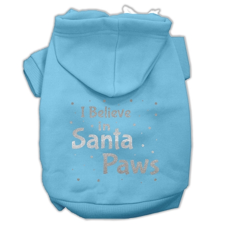 Screenprint Santa Paws Pet Hoodies Baby Blue Size XL