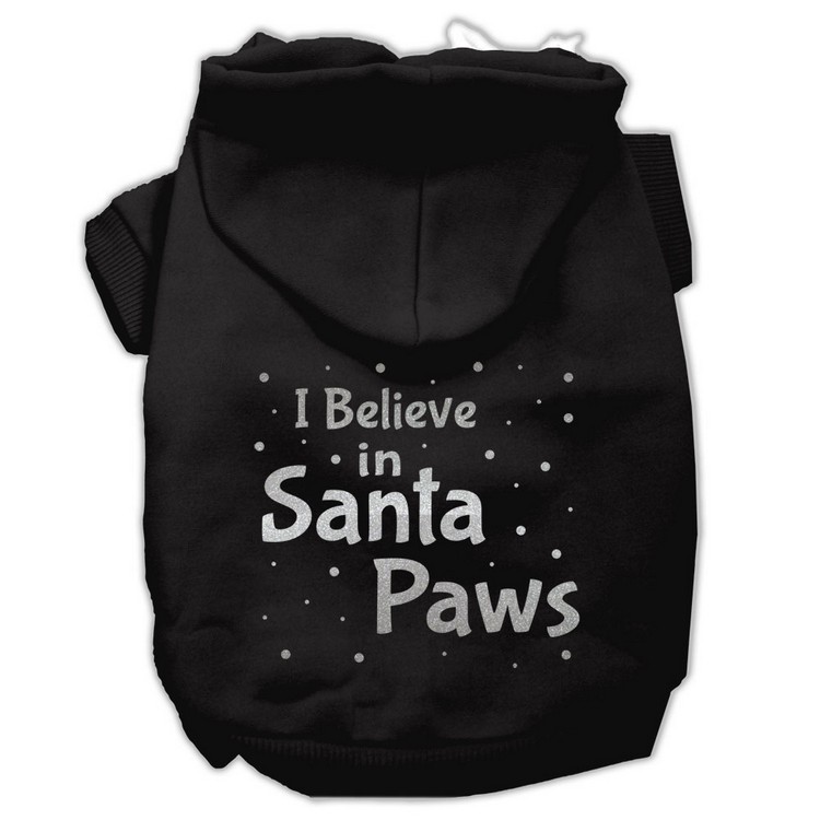 Screenprint Santa Paws Pet Hoodies Black Size XS