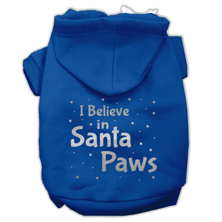 Screenprint Santa Paws Pet Hoodies Blue Size XXXL