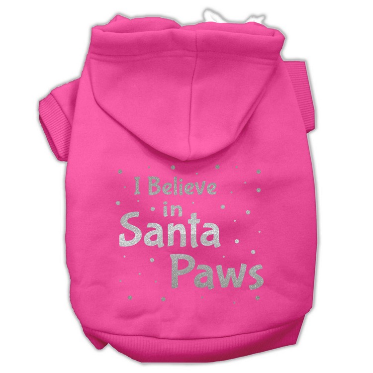 Screenprint Santa Paws Pet Hoodies Bright Pink Size XS