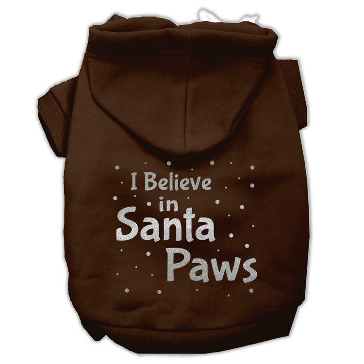 Screenprint Santa Paws Pet Hoodies Brown Size XXL