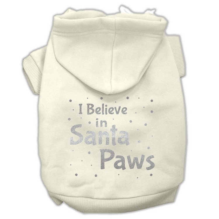 Screenprint Santa Paws Pet Hoodies Cream Size XXL