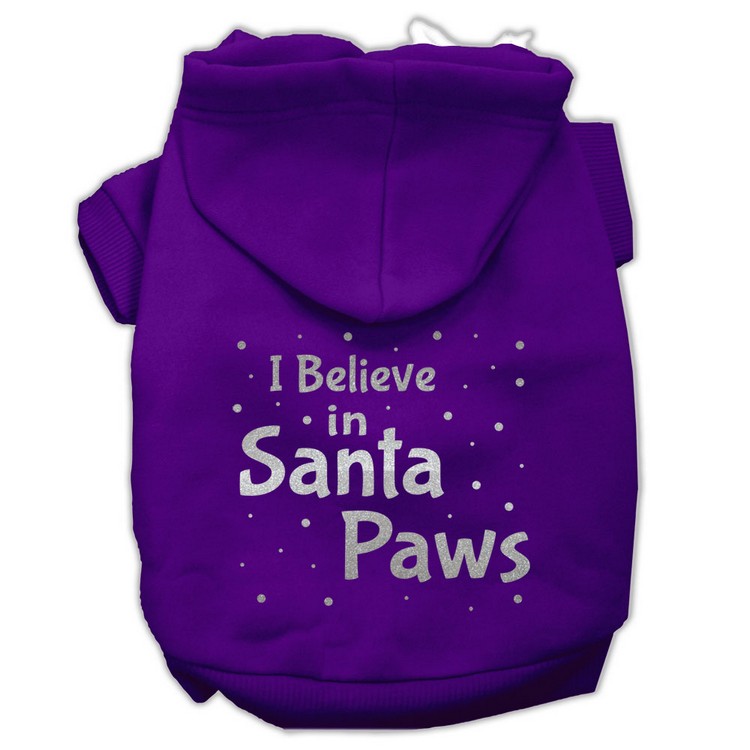 Screenprint Santa Paws Pet Hoodies Purple Size Sm