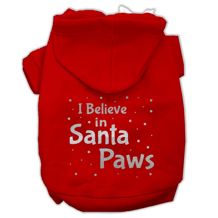 Screenprint Santa Paws Pet Hoodies Red Size Sm