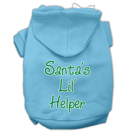 Santa's Lil' Helper Screen Print Pet Hoodies Baby Blue Size XS