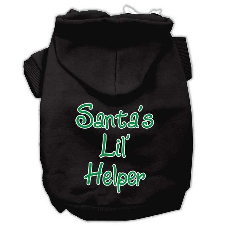 Santa's Lil' Helper Screen Print Pet Hoodies Black Size XS