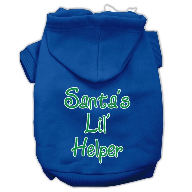 Santa's Lil' Helper Screen Print Pet Hoodies Blue Size XS