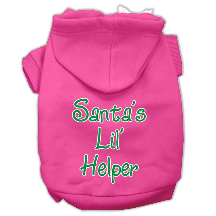 Santa's Lil' Helper Screen Print Pet Hoodies Bright Pink Size XS