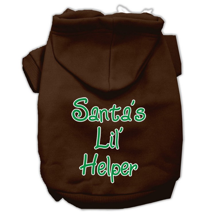 Santa's Lil' Helper Screen Print Pet Hoodies Brown Size XS