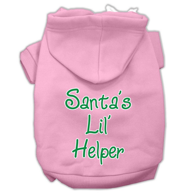 Santa's Lil' Helper Screen Print Pet Hoodies Light Pink Size XS