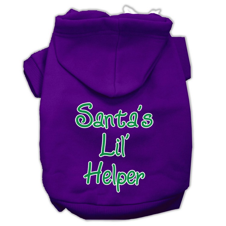 Santa's Lil' Helper Screen Print Pet Hoodies Purple Size XL