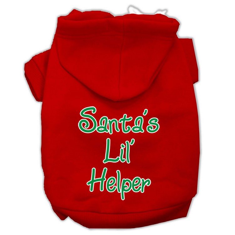 Santa's Lil' Helper Screen Print Pet Hoodies Red Size Sm