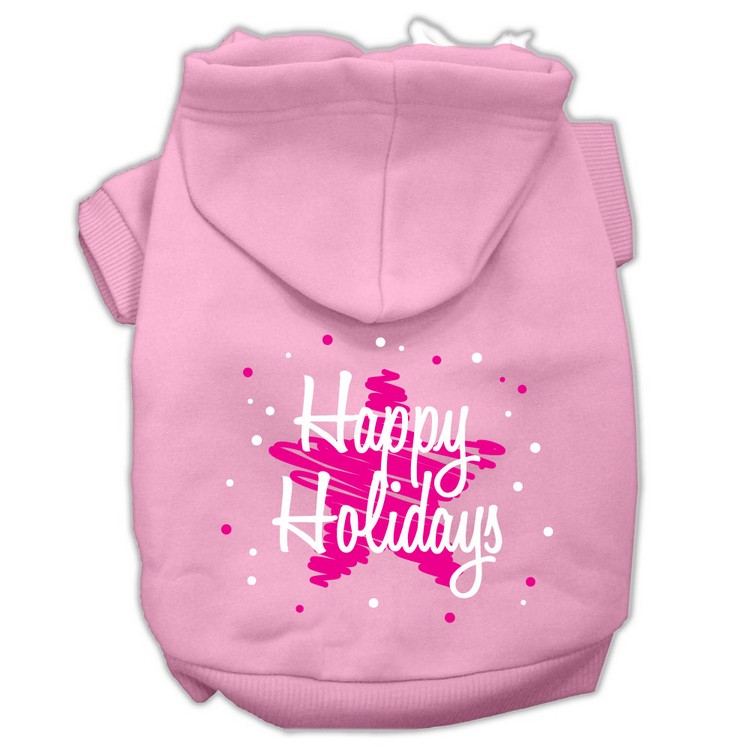 Scribble Happy Holidays Screenprint Pet Hoodies Light Pink Size XL