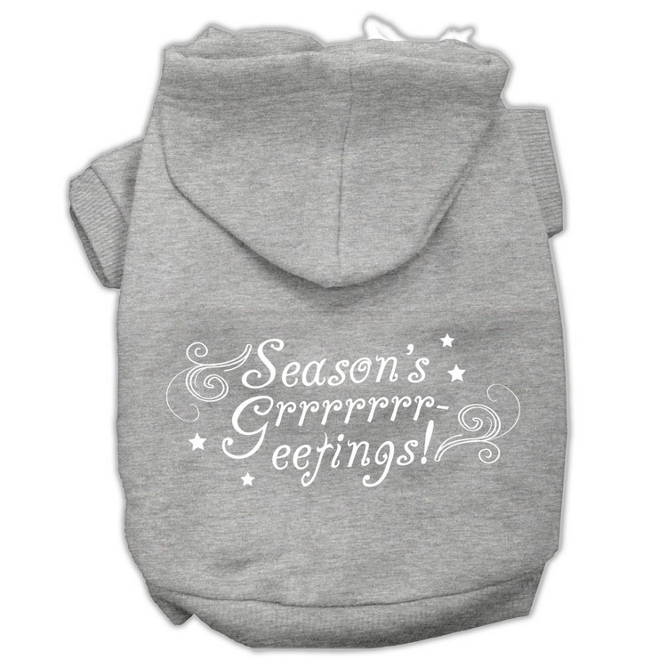 Seasons Greetings Screen Print Pet Hoodies Grey Size XL