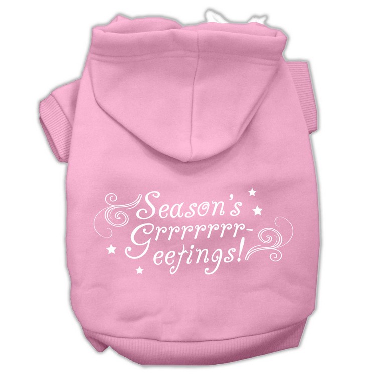 Seasons Greetings Screen Print Pet Hoodies Light Pink Size XXXL