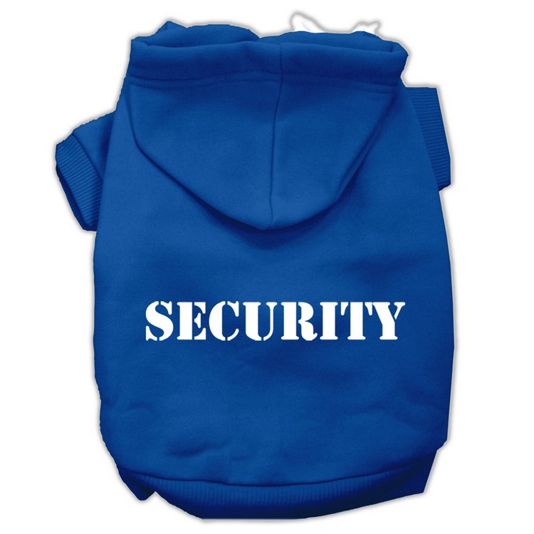 Security Screen Print Pet Hoodies Blue Size Sm