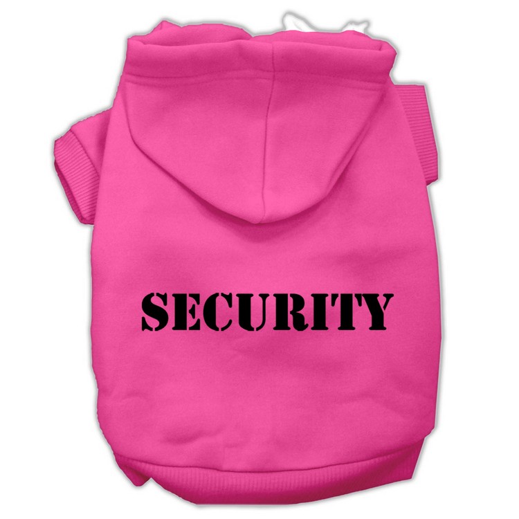 Security Screen Print Pet Hoodies Bright Pink Size w/ Black Size text Sm