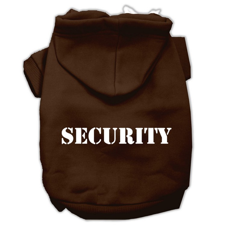 Security Screen Print Pet Hoodies Brown Size XS