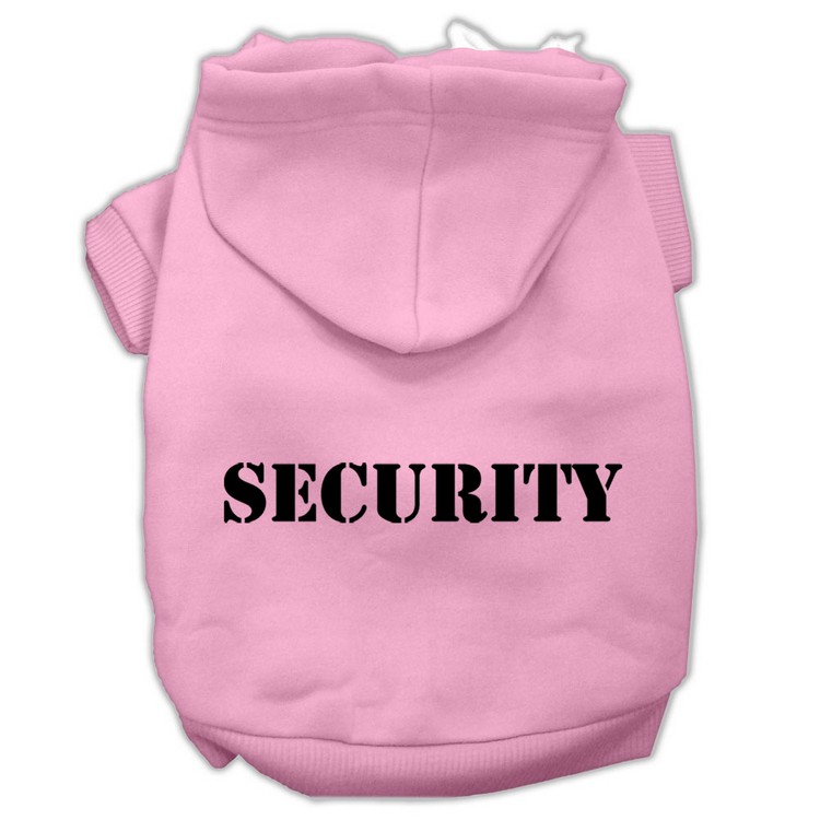 Security Screen Print Pet Hoodies Light Pink Size w/ Black Size text XS