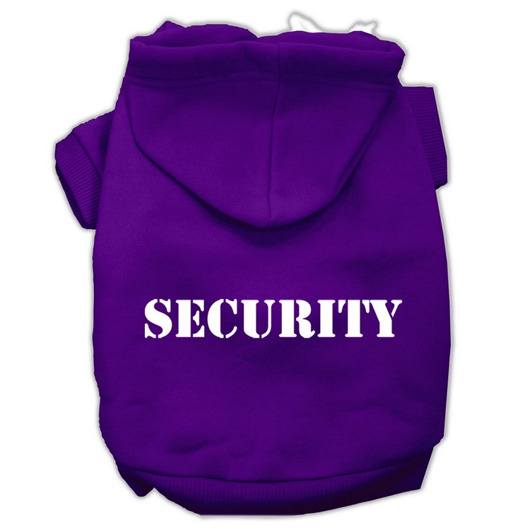 Security Screen Print Pet Hoodies Purple Size w/ Cream Size text Lg