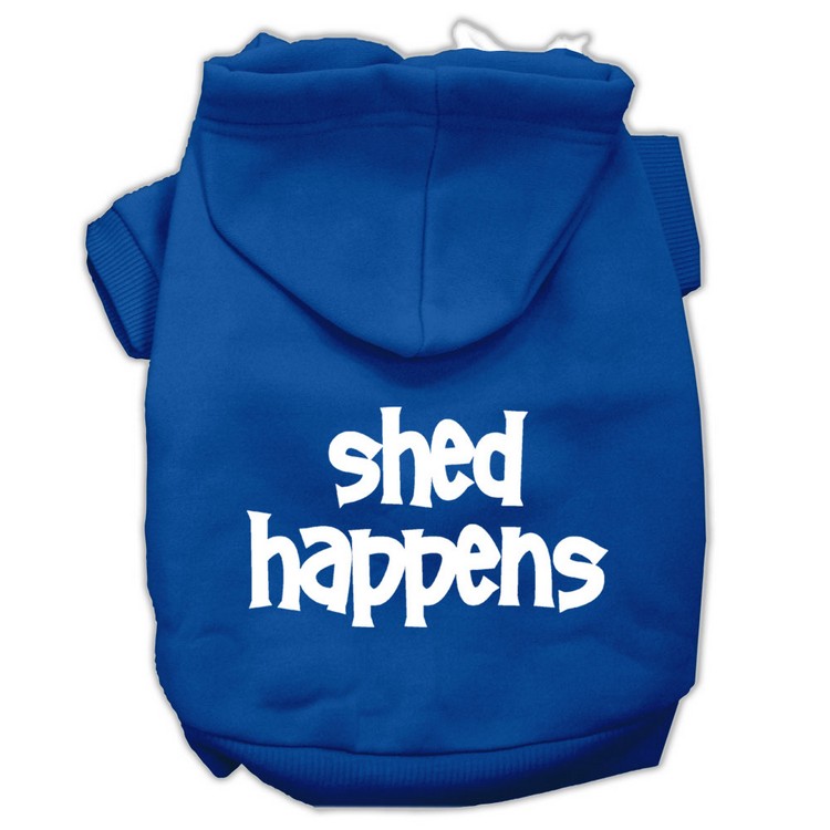 Shed Happens Screen Print Pet Hoodies Blue Size Med