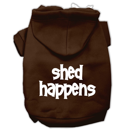 Shed Happens Screen Print Pet Hoodies Brown Size Sm