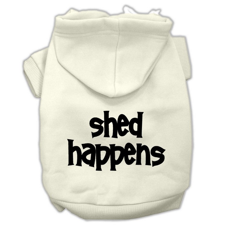 Shed Happens Screen Print Pet Hoodies Cream Size Med