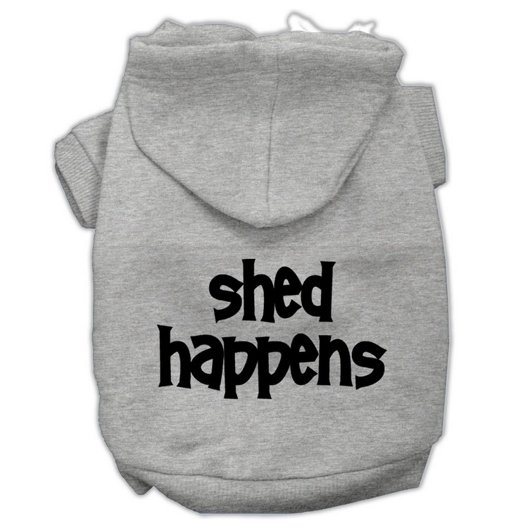 Shed Happens Screen Print Pet Hoodies Grey Size Med