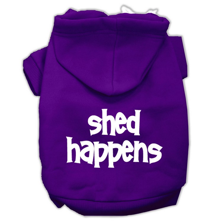 Shed Happens Screen Print Pet Hoodies Purple Size Med