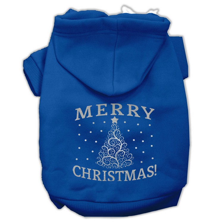 Shimmer Christmas Tree Pet Hoodies Blue Size Med