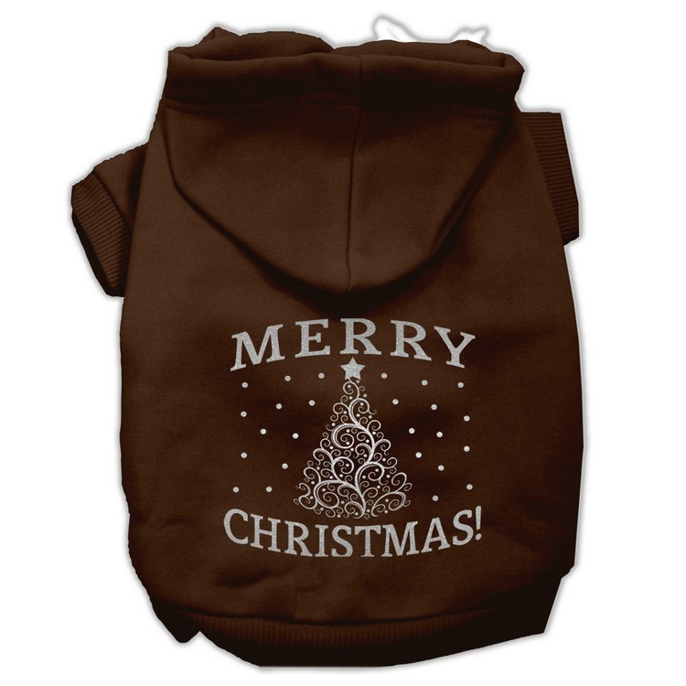 Shimmer Christmas Tree Pet Hoodies Brown Size XS