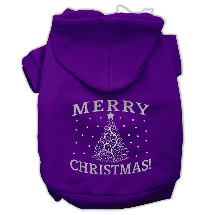 Shimmer Christmas Tree Pet Hoodies Purple Size XL