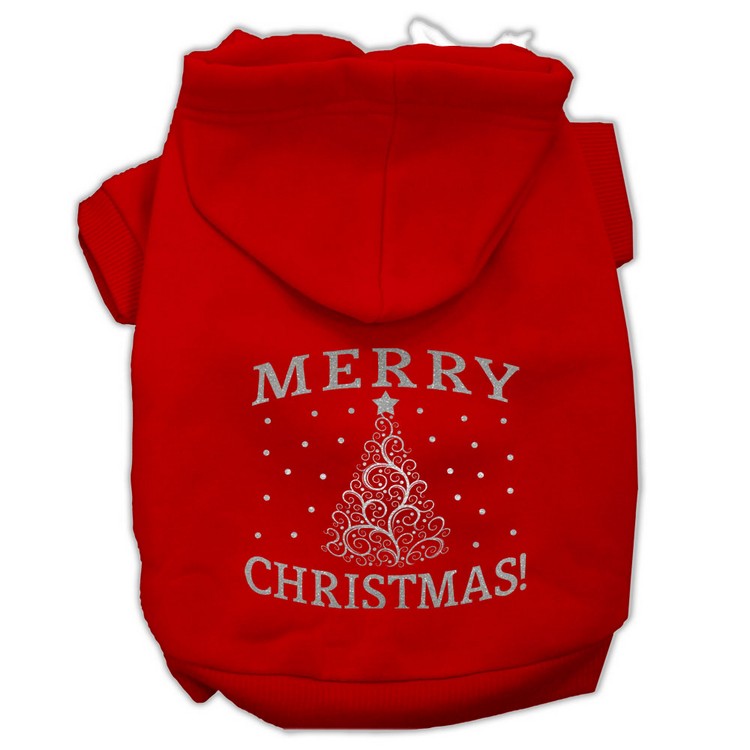 Shimmer Christmas Tree Pet Hoodies Red Size Med