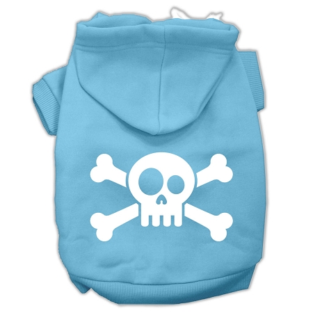 Skull Crossbone Screen Print Pet Hoodies Baby Blue Size Sm