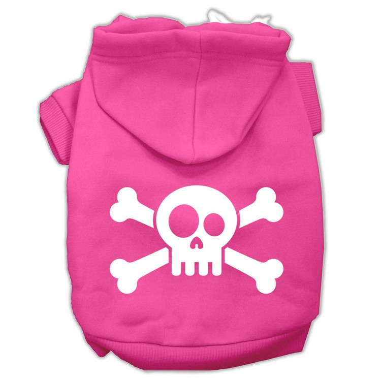 Skull Crossbone Screen Print Pet Hoodies Bright Pink Size Lg