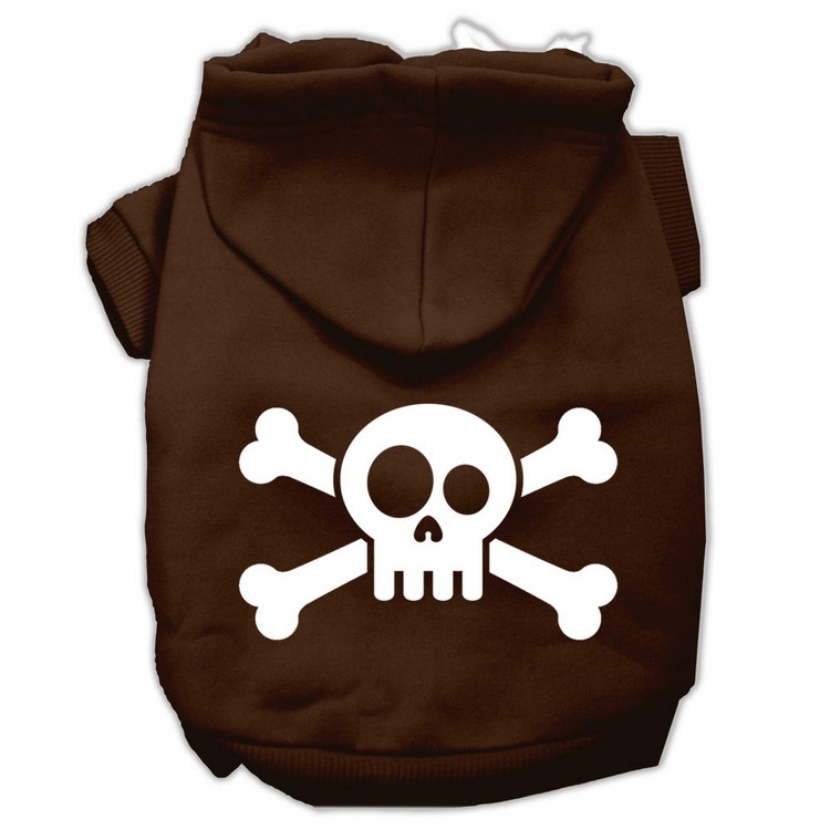 Skull Crossbone Screen Print Pet Hoodies Brown Size XS