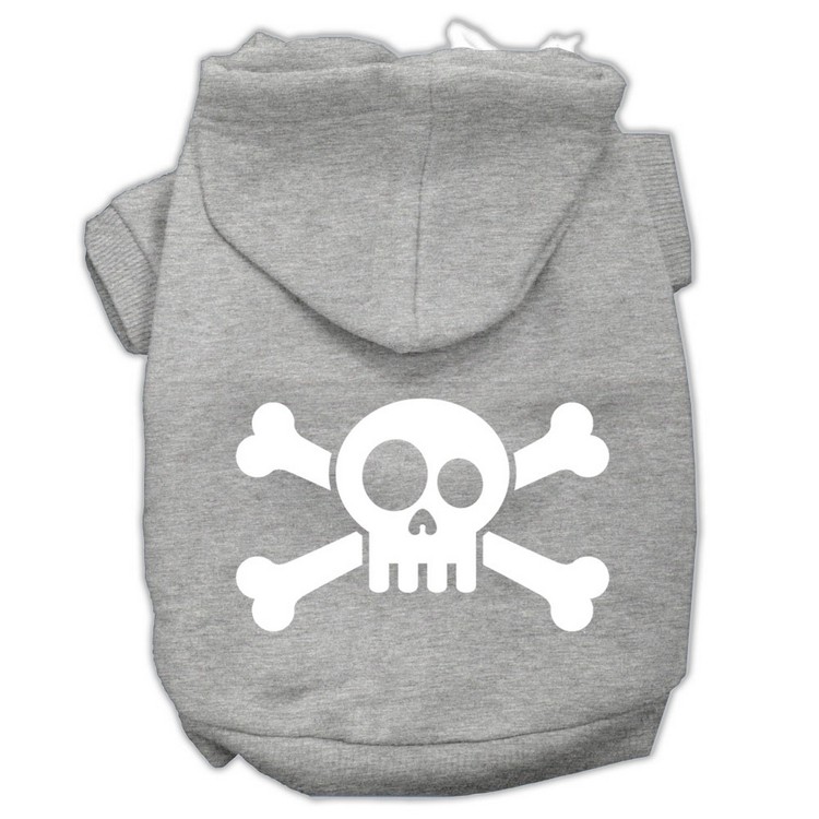 Skull Crossbone Screen Print Pet Hoodies Grey Size Sm