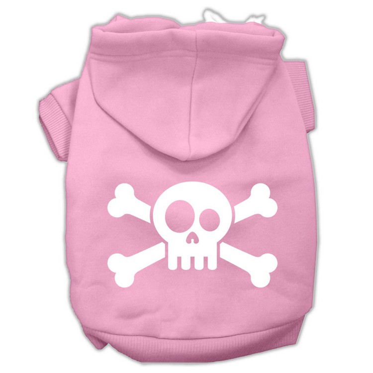 Skull Crossbone Screen Print Pet Hoodies Light Pink Size XL